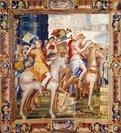 Araldi a cavallo. Tenda dalla Storia di Artemisia da Laurent Guyot