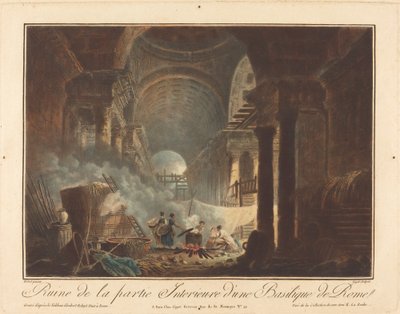 Rovina della parte interna di una basilica di Roma da Laurent Guyot after Hubert Robert