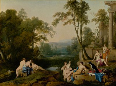 Diana e le sue ninfe in un paesaggio da Laurent de la Hyre