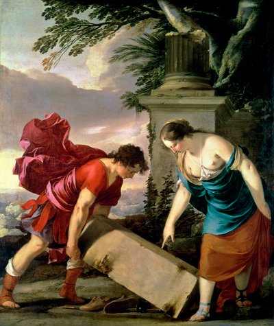 Teseo e sua madre Aethra, c.1635-36 da Laurent de la Hyre