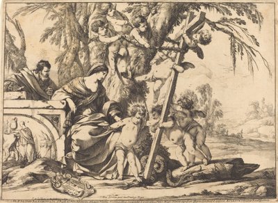 Sacra Famiglia con Angeli e la Croce, Schiacciando un Serpente da Laurent de la Hyre