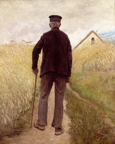 Vecchio che cammina in un campo di segale da Laurits Andersen Ring