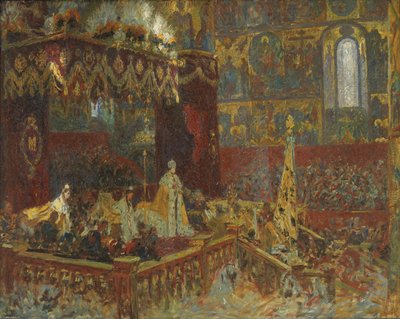 La cerimonia di incoronazione dello zar Nicola II a Mosca. Schizzo da Laurits Regner Tuxen