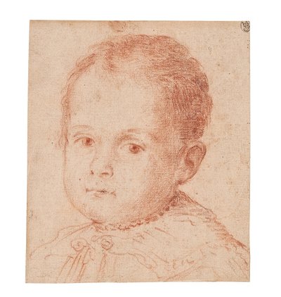 Studio di ritratto di un bambino con una collana di perle da Lavinia Fontana