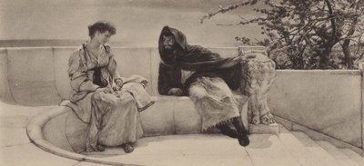 La vecchia storia (fotoincisione) da Lawrence (after) Alma Tadema