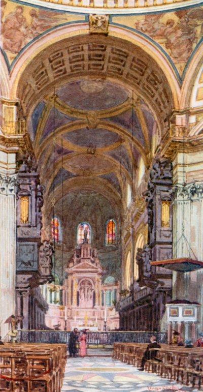 Il coro, guardando verso est (litografia a colori) da Lawrence Deller