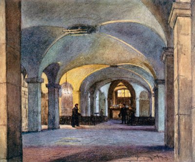 La cappella di Santa Fede, nella cripta (litografia a colori) da Lawrence Deller