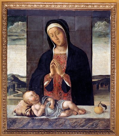 Vergine che adora Gesù (dipinto, c. 1500) da Lazzaro Bastiani