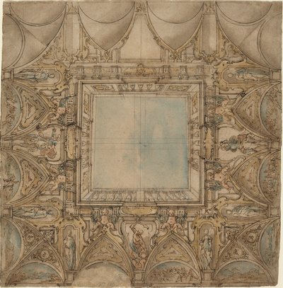 Decorazione del soffitto con paesaggi e battaglie da Lazzaro Tavarone