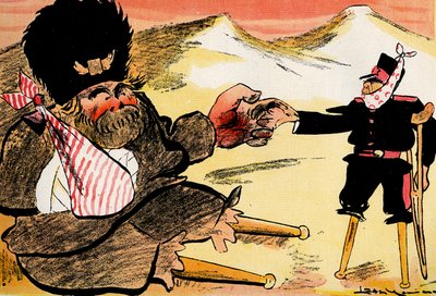 La futura alleanza - "Avremmo dovuto iniziare così!" - Russia e Giappone si stringono la mano. 1904 da Leal de Camara