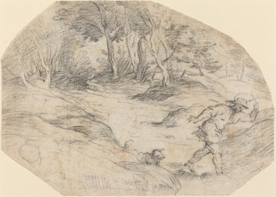 Paesaggio con un uomo e un cane da Leandro Bassano after Titian