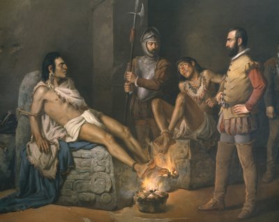 Tortura di Cuauhtemoc (1497-1525) 1893 (dettaglio) da Leandro Izaguirre