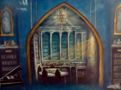 Particolare di Biblioteca incantata, 2024 (olio su tela) da Lee Campbell