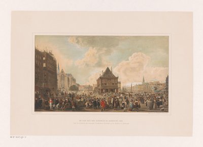 Piazza Dam ad Amsterdam con il palazzo in costruzione da Leendert Izaac Frederikus Grondijs