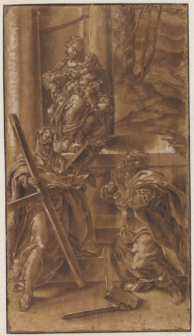 Madonna con bambino e gli apostoli Andrea (a sinistra) e Giuda (a destra) da Lelio Orsi