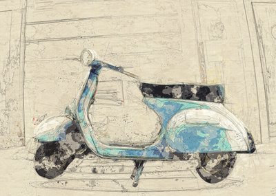 Scooter vintage blu da Lembayung senja studio [Vintage Poster]