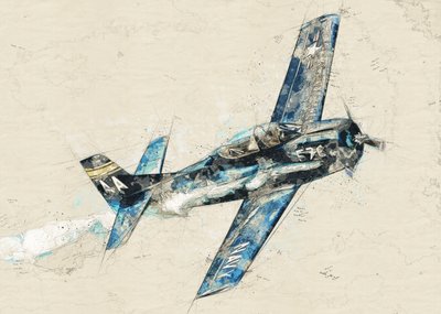 Volo degli aerei da guerra blu da Lembayung senja studio [Vintage Poster]