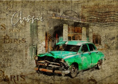 Classica auto verde di Parigi da Lembayung senja studio [Vintage Poster]