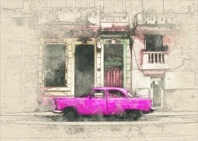 Tram vintage rosa da Lembayung senja studio [Vintage Poster]