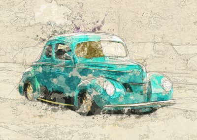 Hot Rod classico color verde acqua da Lembayung senja studio [Vintage Poster]