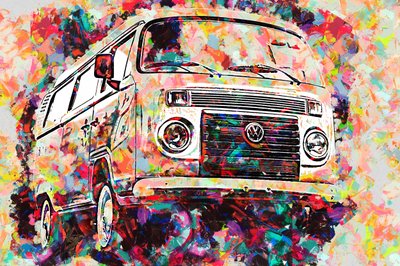 Furgone astratto dai colori vivaci da Lembayung senja studio [Vintage Poster]
