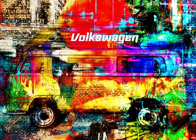 Autobus urbano dai colori vivaci da Lembayung senja studio [Vintage Poster]