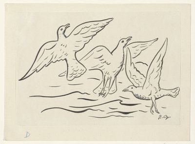 Tre uccelli in volo sopra il mare da Leo Gestel (signed by artist)