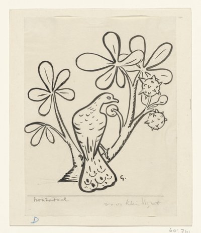 Colomba su un ramo di castagno da Leo Gestel (signed by artist)