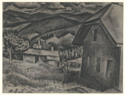 Paesaggio con donna e bambino davanti a una casa da Leo Gestel (signed by artist)