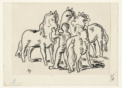 Uomo con tre cavalli da Leo Gestel (signed by artist)