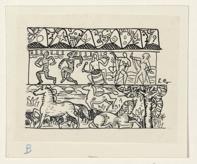Cavalli, persone che ballano e maschere da Leo Gestel (signed by artist)
