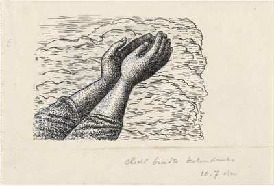Due mani alzate davanti alle nuvole da Leo Gestel (signed by artist)
