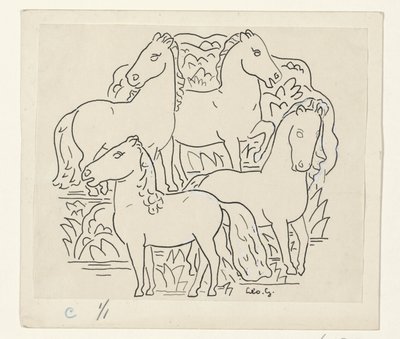 Quattro cavalli da Leo Gestel (signed by artist)