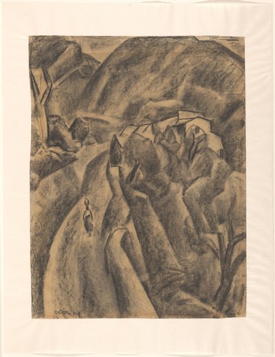 Donna con una brocca sulla testa su una strada di montagna da Leo Gestel (signed by artist)