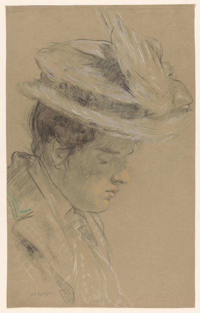 Donna con cappello, guardando in basso da Leo Gestel (signed by artist)