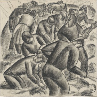 Raccoglitori di patate al lavoro nei campi da Leo Gestel