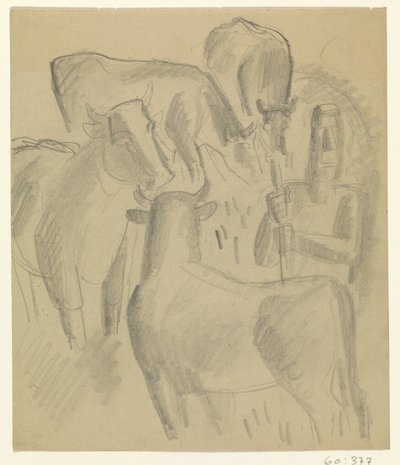 Contadino con quattro mucche da Leo Gestel