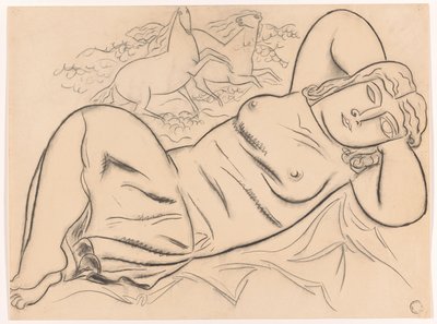 Donna nuda sdraiata con cavalli da Leo Gestel
