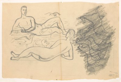 Uomo e Donna Nudi sulla Spiaggia, Circondati da Gabbiani da Leo Gestel