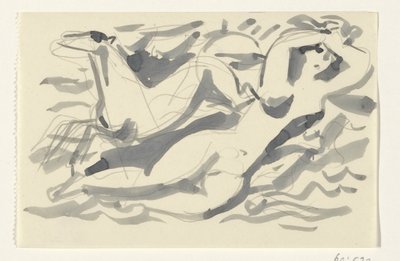 Donna nuda e cavallo nel mare da Leo Gestel