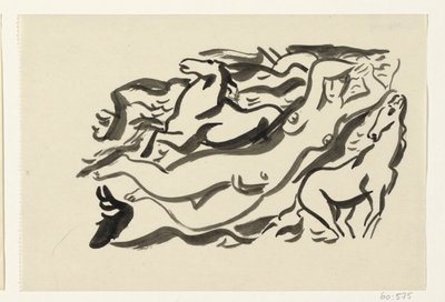 Donna nuda e due cavalli nel mare da Leo Gestel