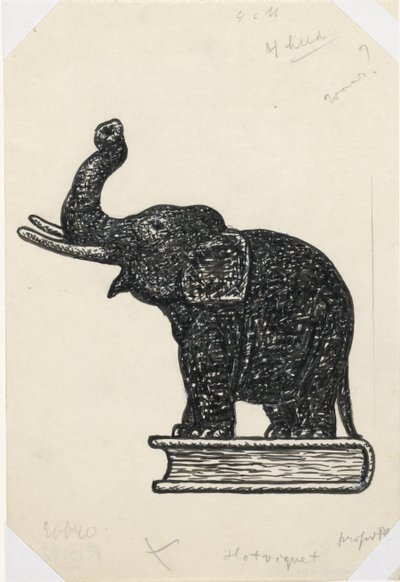 Elefante su libro (schizzo) da Leo Gestel