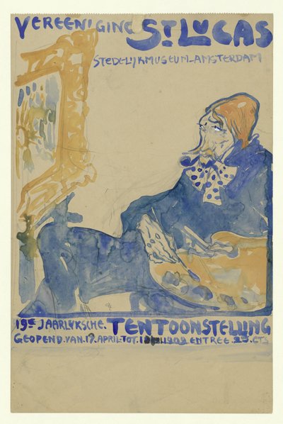 Progetto per il manifesto della 19a mostra annuale di Vereening St. Lukas al Museo Stedelijk di Amsterdam da Leo Gestel