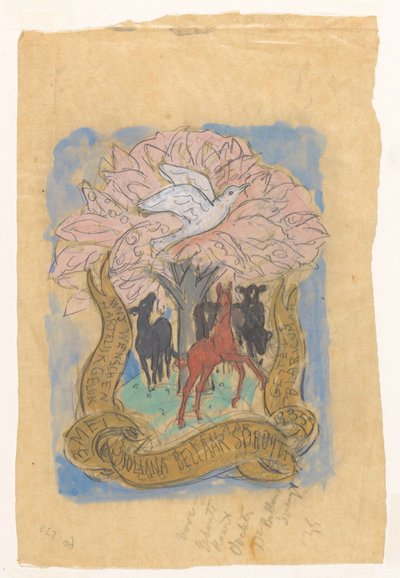 Disegno di progetto per un augurio di nascita di Juliana Bellaar Spruyt da Leo Gestel