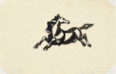 Cavallo che salta con la testa girata all
