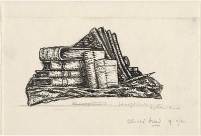 Pila di libri e articoli di cancelleria da Leo Gestel