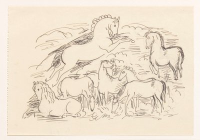 Foglio di studio con otto cavalli da Leo Gestel