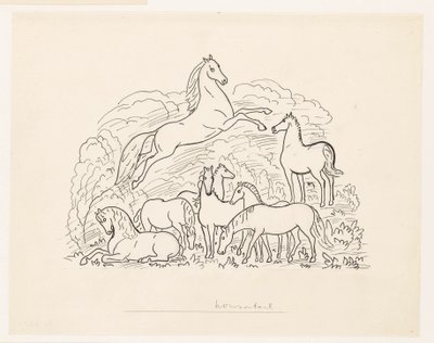 Foglio di studio con otto cavalli da Leo Gestel