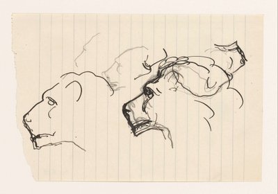 Foglio di studio con teste di leone da Leo Gestel