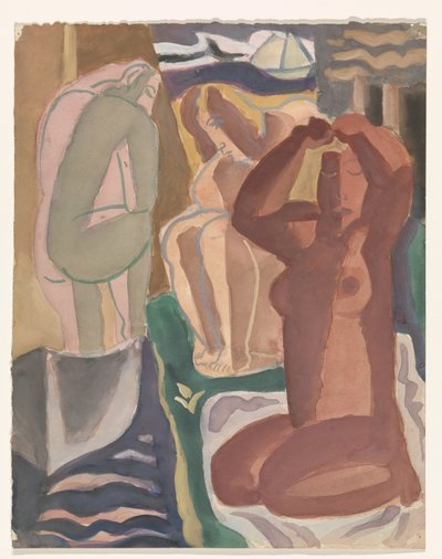 Due Donne che Fanno il Bagno e una Figura di Spalle da Leo Gestel